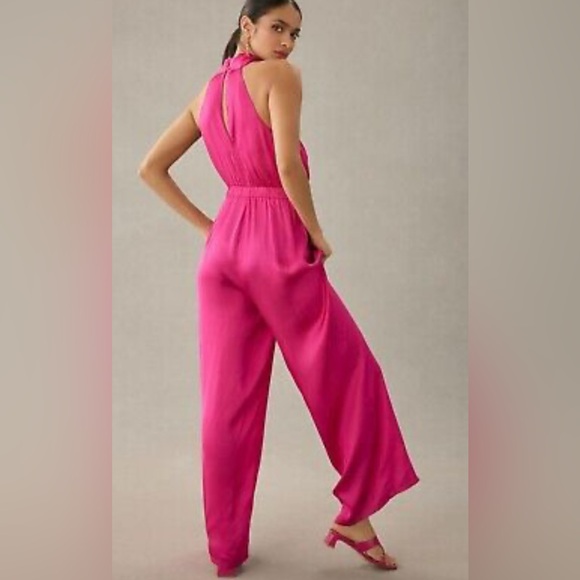 Anthropologie Dolan size large halter neck satin jumpsuit - Picture 3 of 7